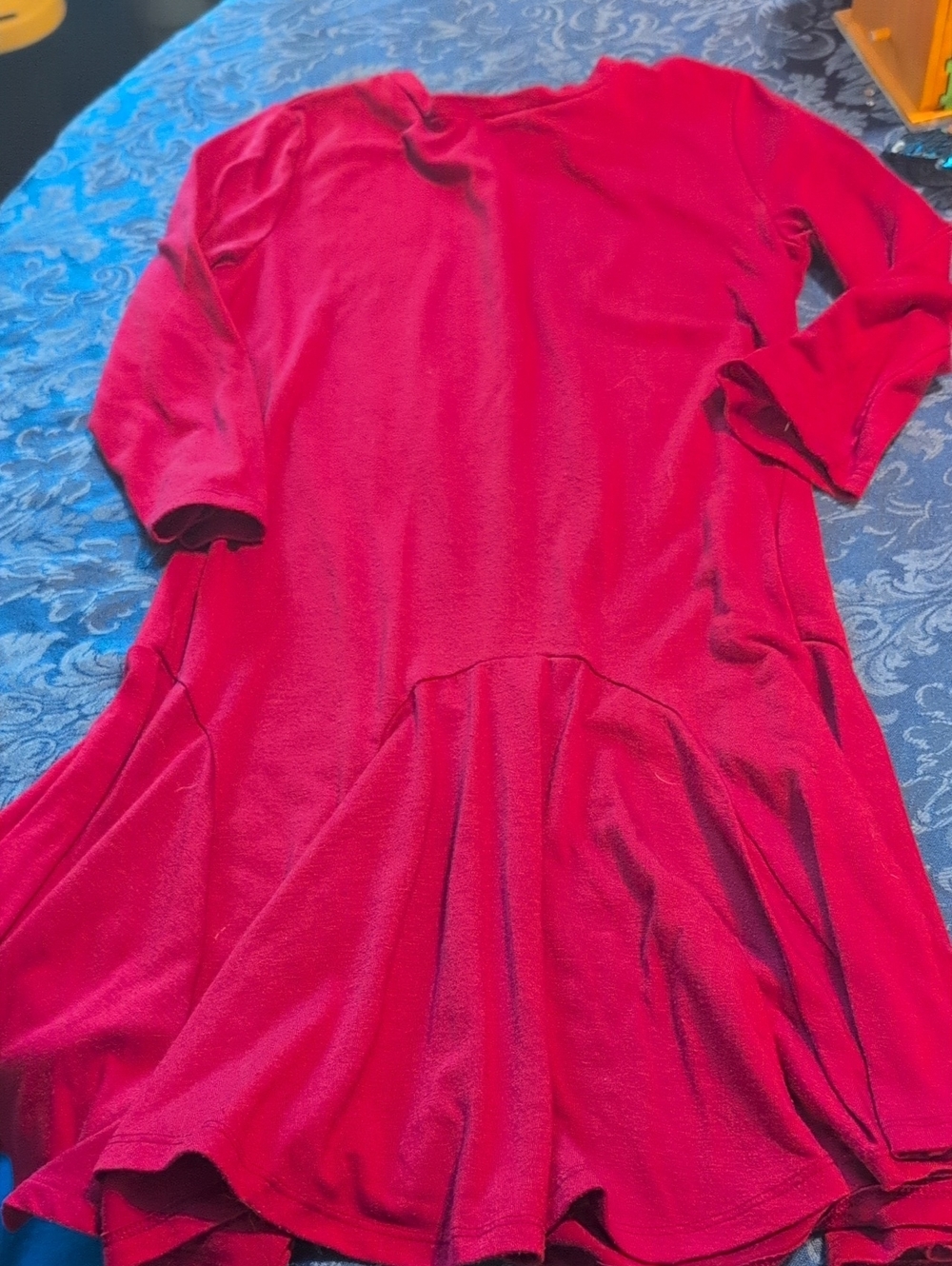 Girls Red Flared Knit Dress